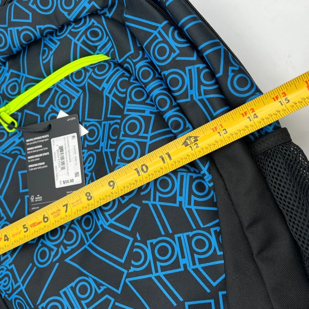 NWT Adidas Fundare 2 Backpack Blue Black Pulse Logo Print   back to school